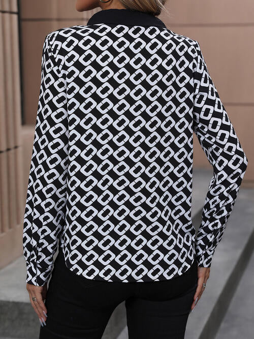 Chemise à manches longues et col imprimé