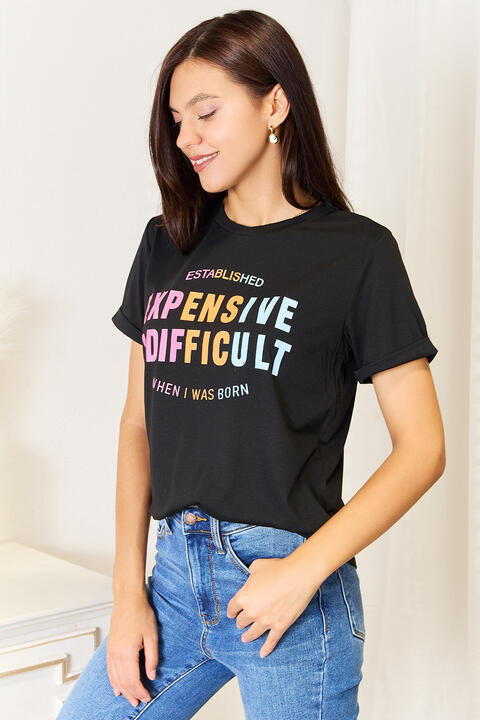 T-shirt à manches courtes et col rond avec slogan « Simply Love »