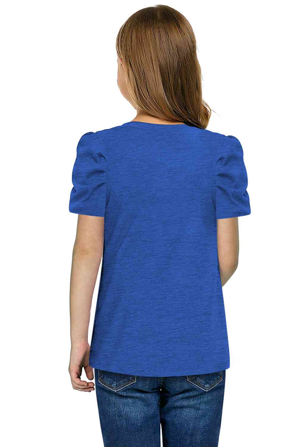 T-shirt à col rond et manches bouffantes