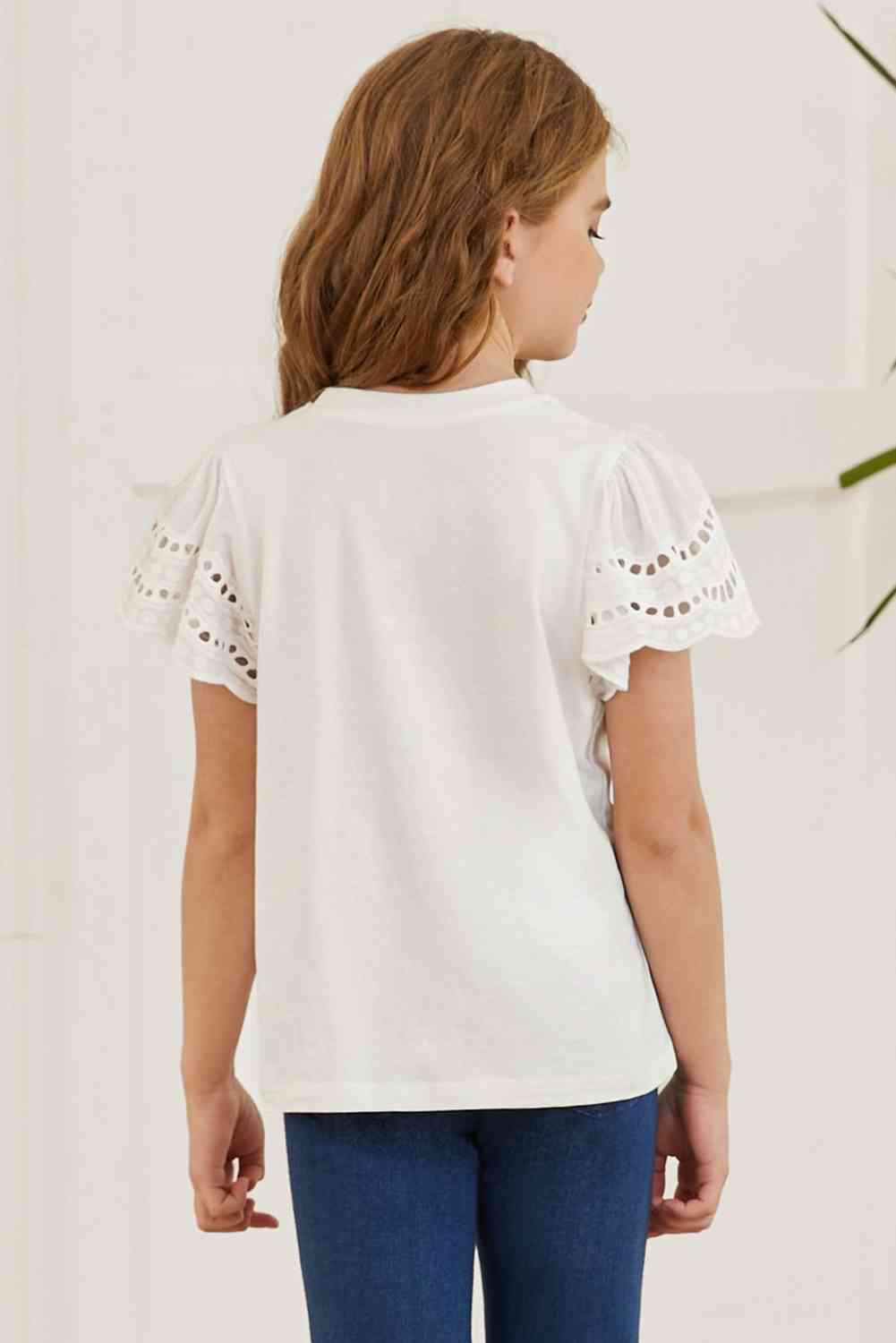 T-shirt à col rond et manches flottantes