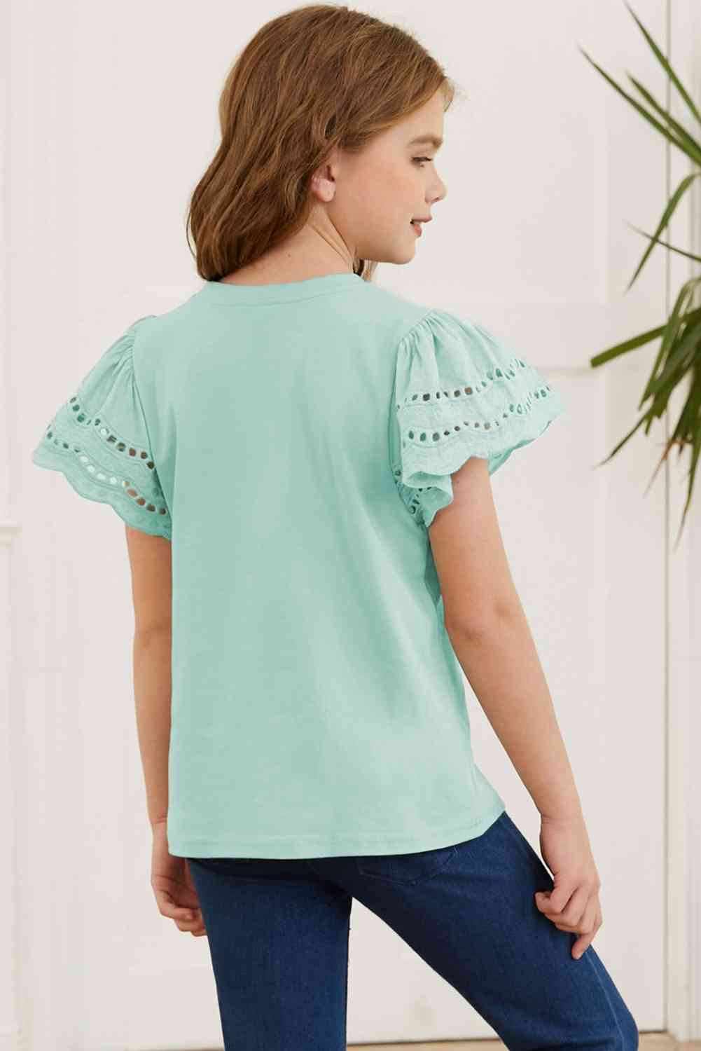 T-shirt à col rond et manches flottantes