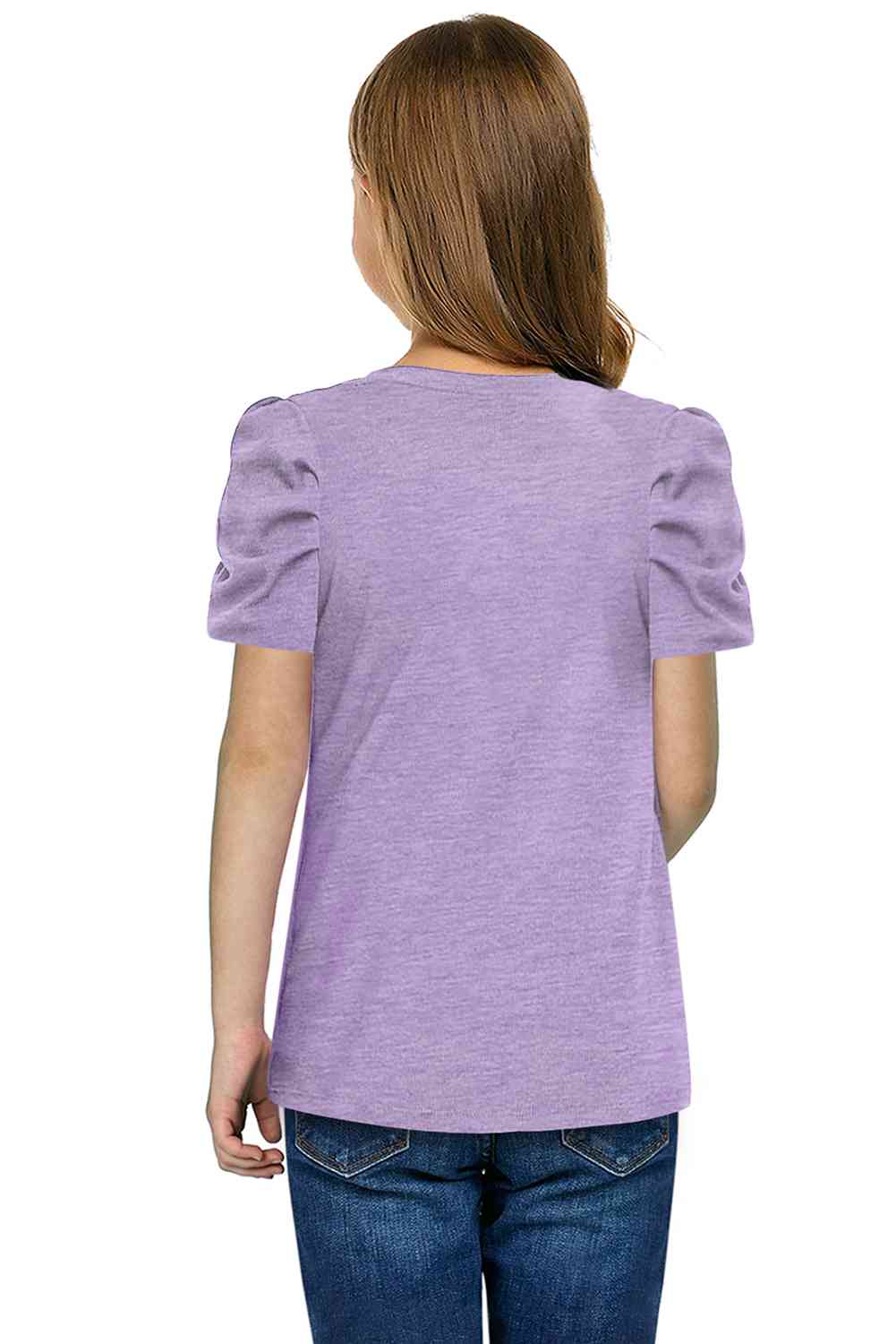 T-shirt à col rond et manches bouffantes