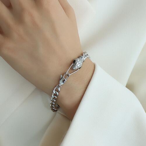 Bracelet en acier titane avec chaîne à tête de serpent