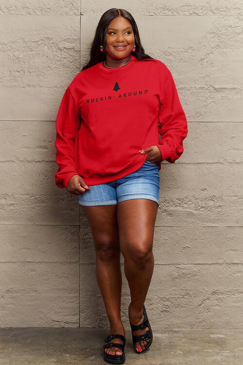 Sweat-shirt à manches longues ROCKIN AROUND taille réelle Simply Love