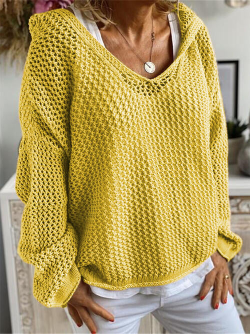 Pull à capuche ajouré à manches longues