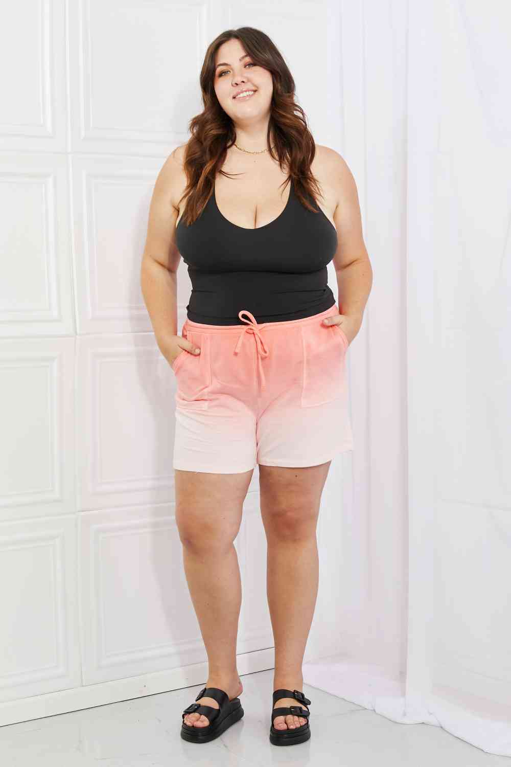 Zenana In The Zone Short taille haute Dip Dye corail