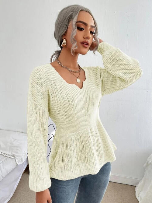 Haut en tricot à épaules tombantes crantées