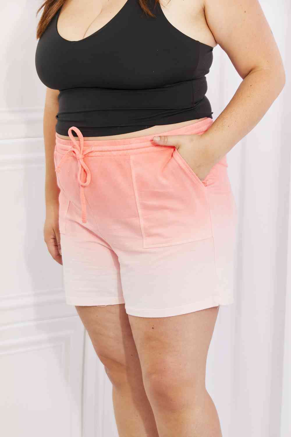 Zenana In The Zone Short taille haute Dip Dye corail