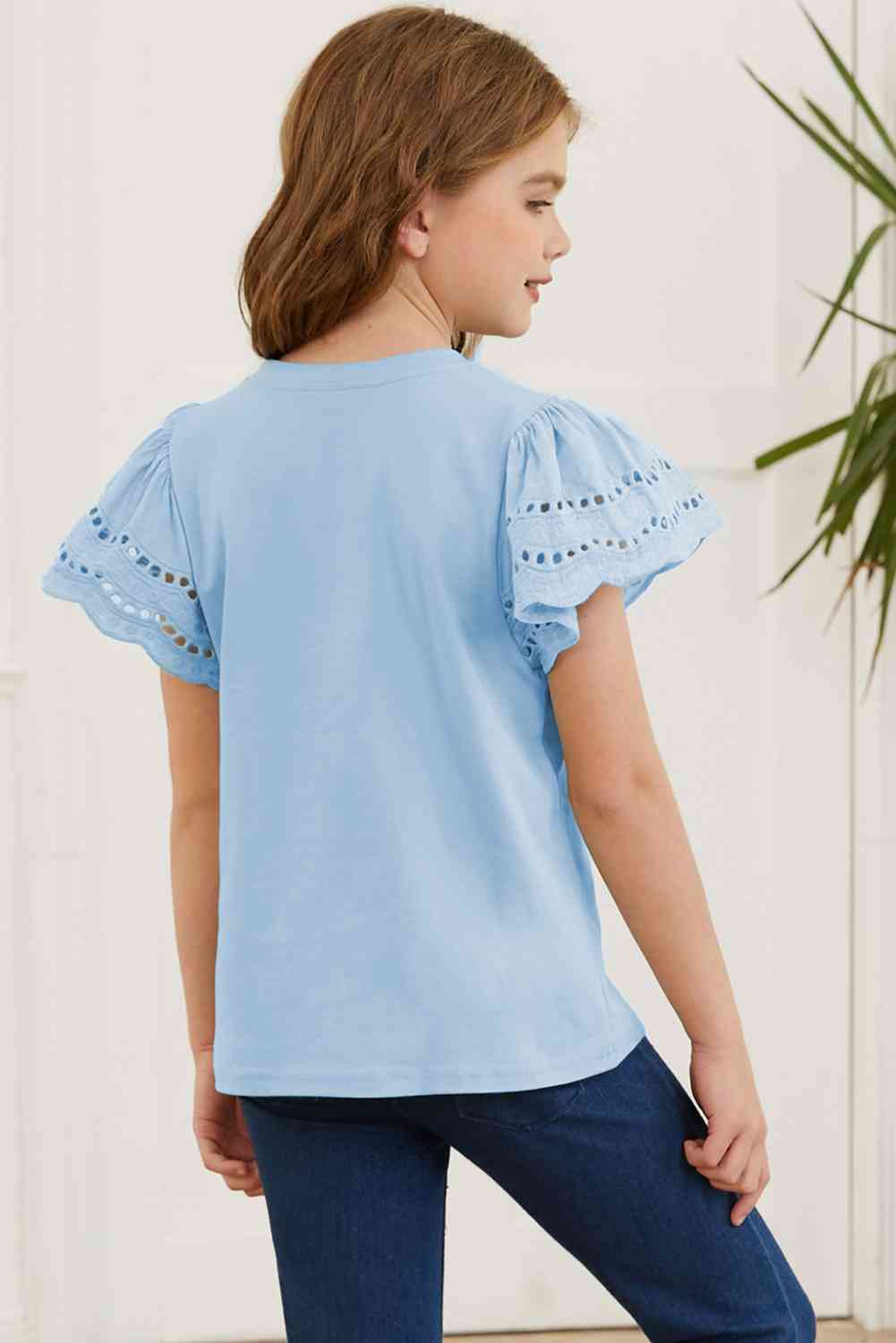 T-shirt à col rond et manches flottantes