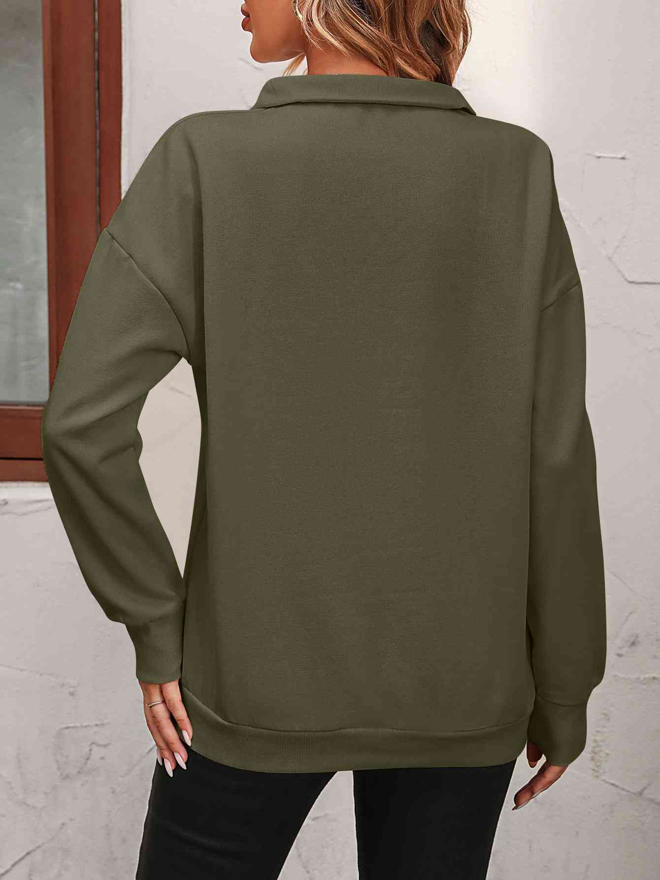 Sweat-shirt zippé à épaules tombantes
