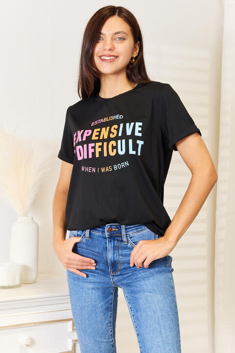 T-shirt à manches courtes et col rond avec slogan « Simply Love »