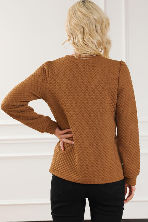 Sweat-shirt texturé à col rond et manches longues