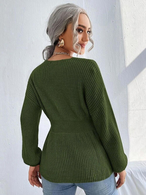 Haut en tricot à épaules tombantes crantées