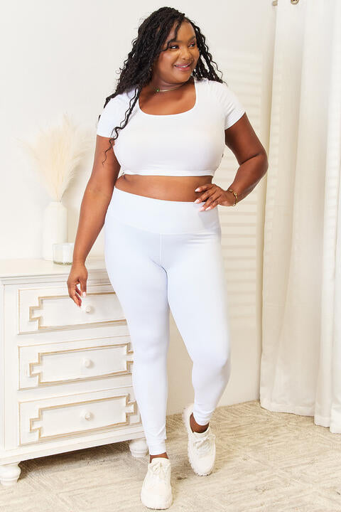 Leggings de sport à taille large Double Take