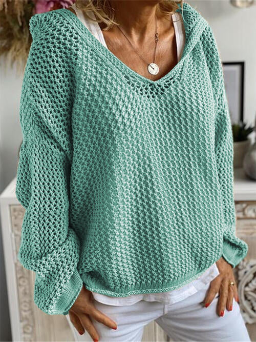 Pull à capuche ajouré à manches longues