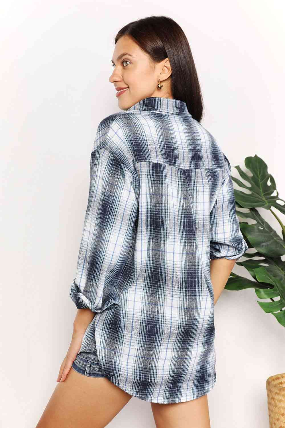 Chemise à carreaux à épaules tombantes Double Take