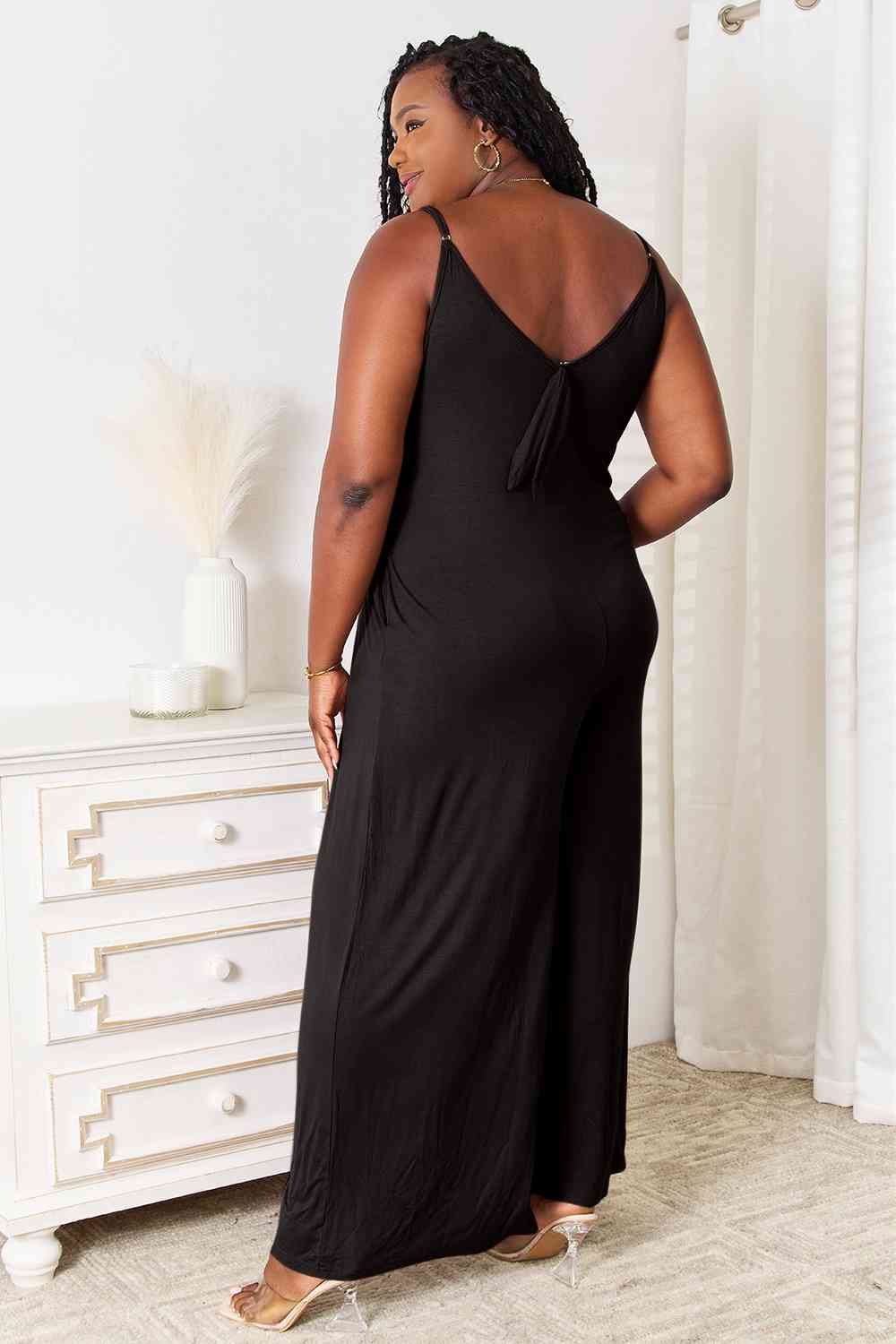 Combinaison à bretelles spaghetti nouées en rayonne douce taille réelle Double Take