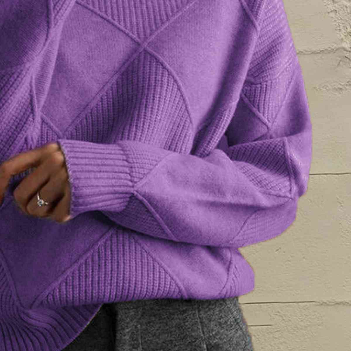 Pull à col roulé géométrique à manches longues