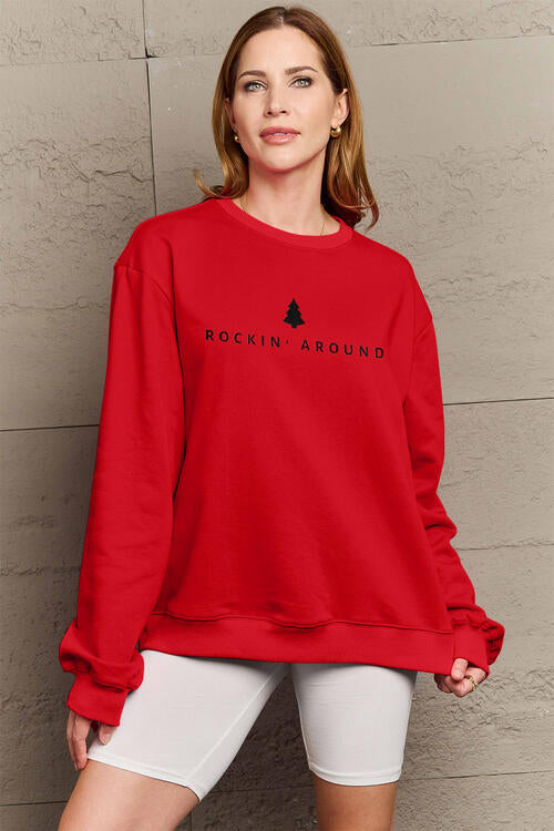 Sweat-shirt à manches longues ROCKIN AROUND taille réelle Simply Love