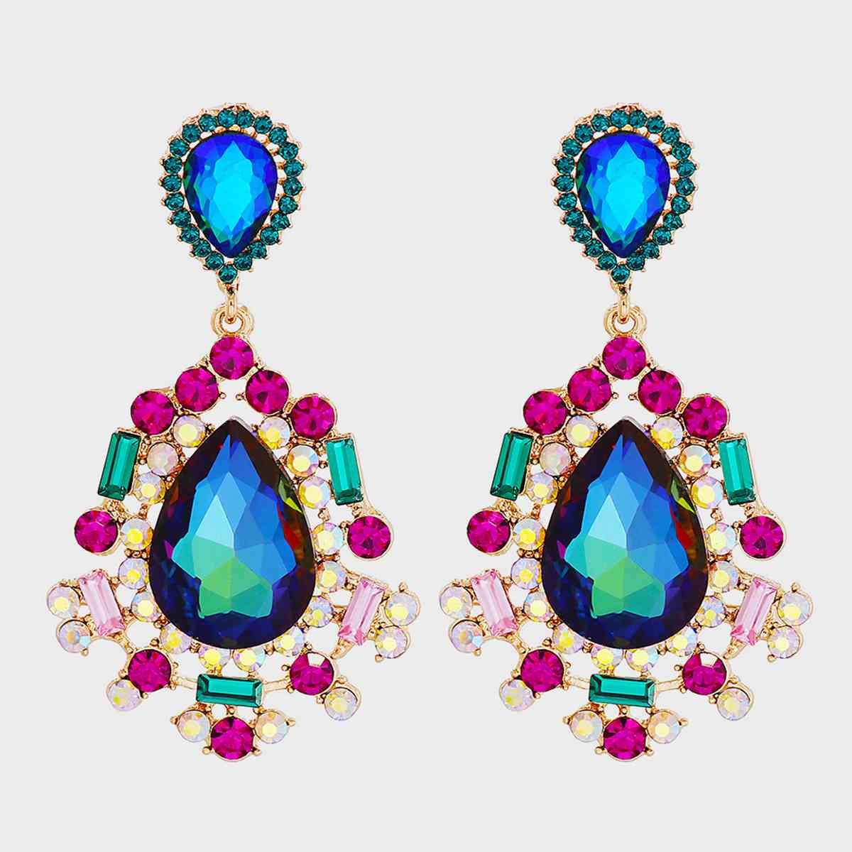 Teardrop Shape Rhinestone Alloy Dangle Earrings