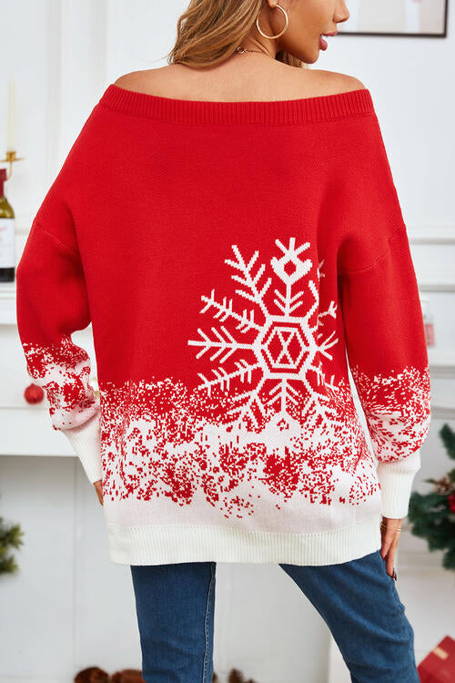 Pull à manches longues et épaules dénudées