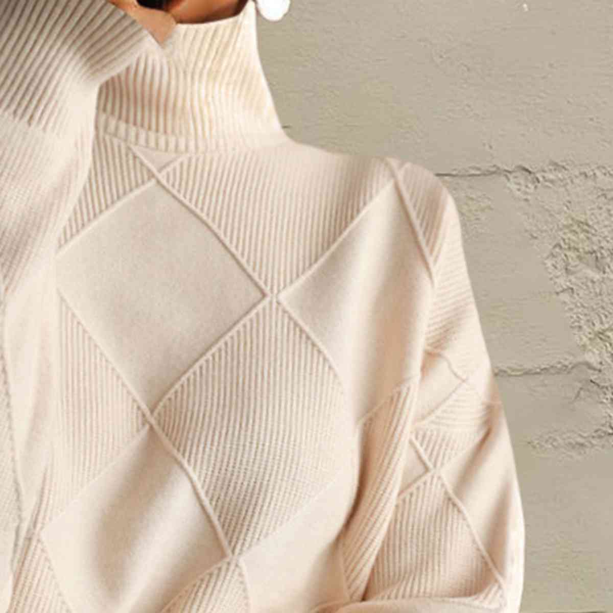 Pull à col roulé géométrique à manches longues