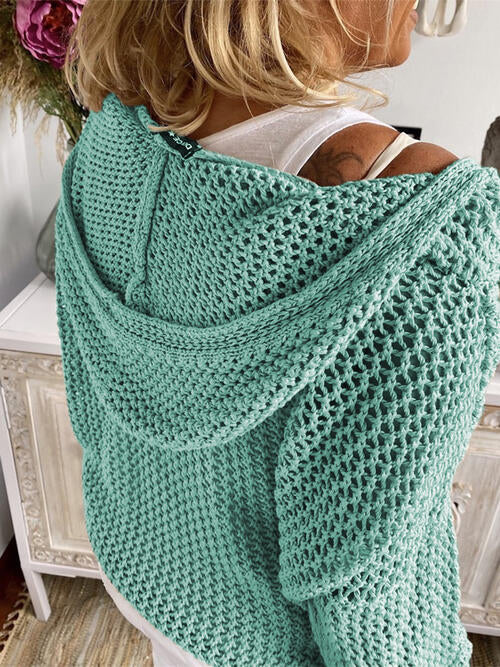 Pull à capuche ajouré à manches longues
