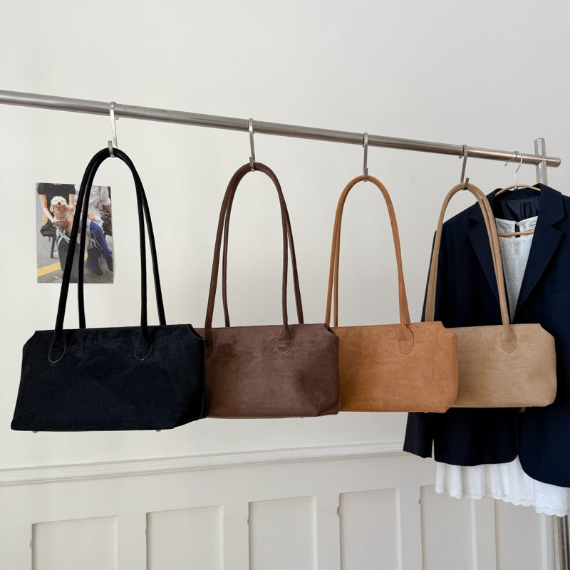 Suede-look East-West bag