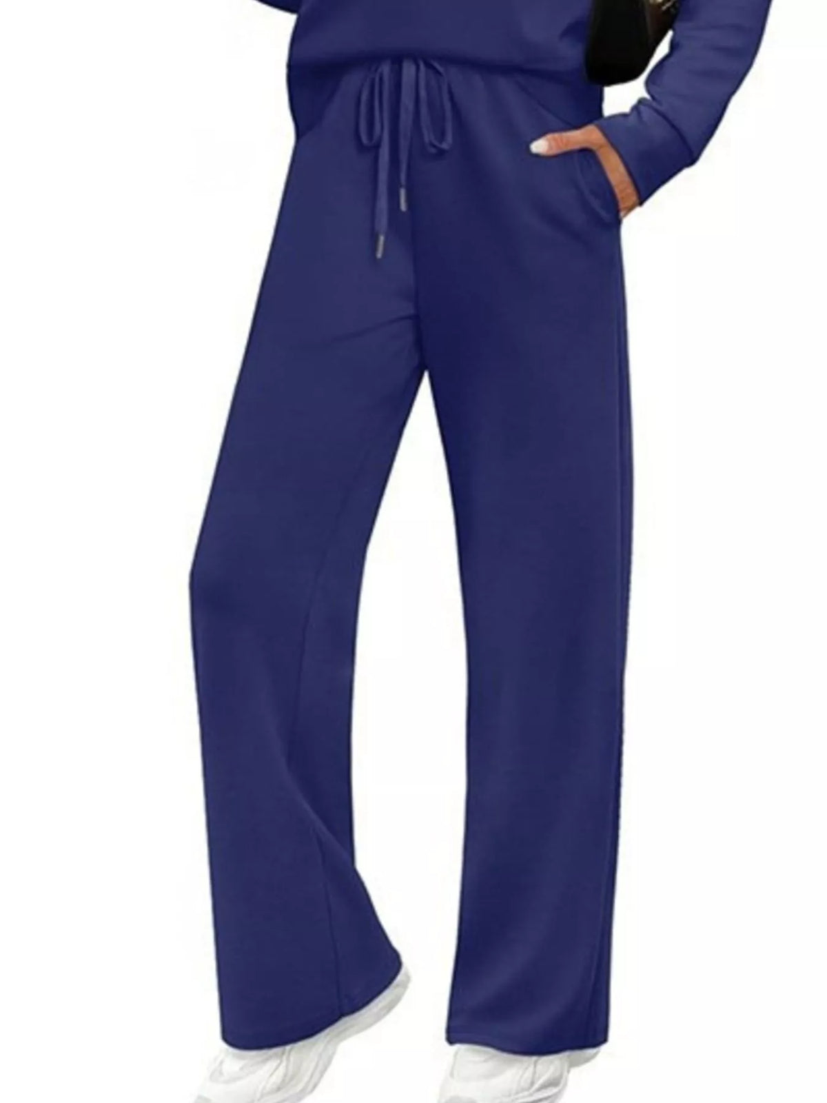 Long sleeve round neck top and pants set