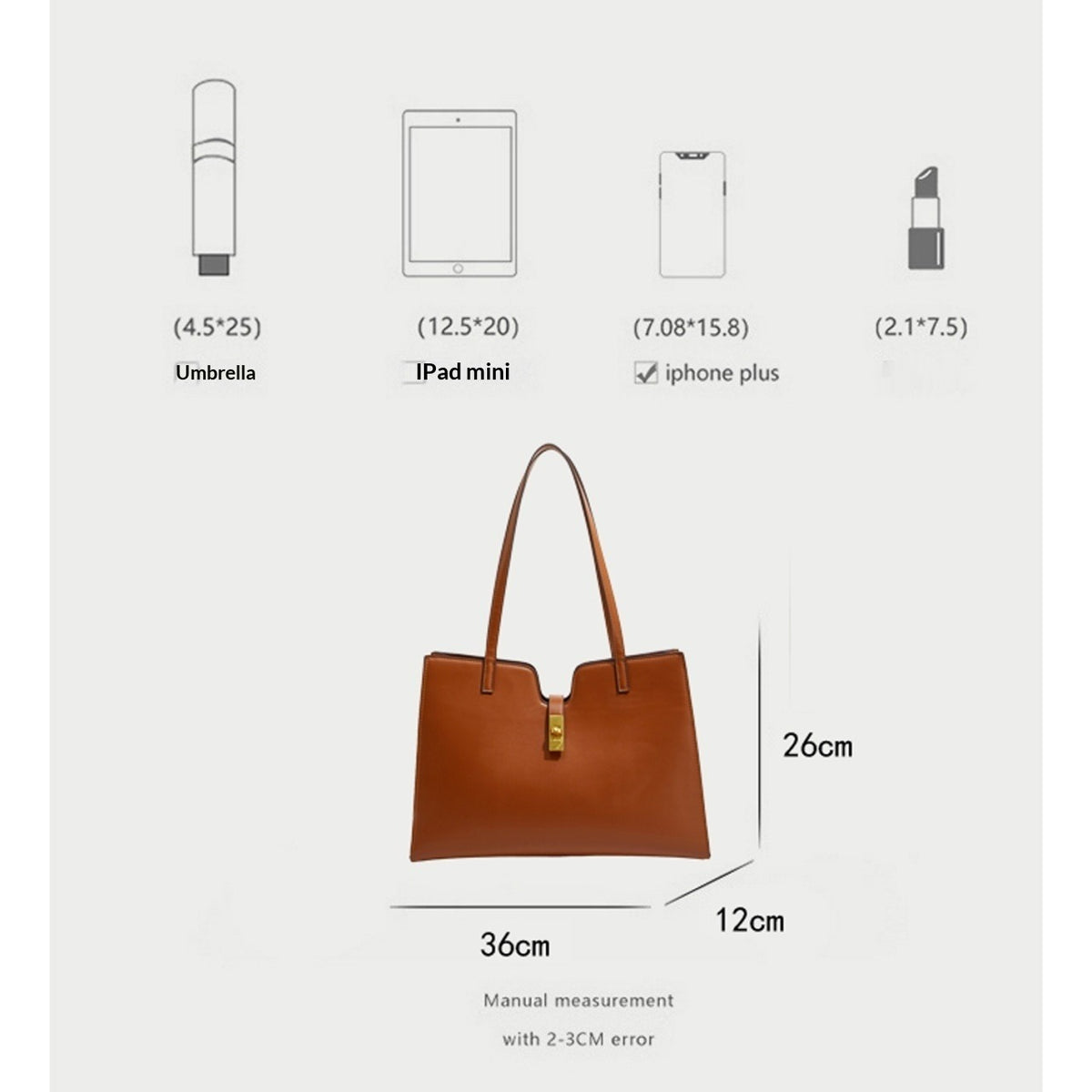 Clasp-front shoulder tote