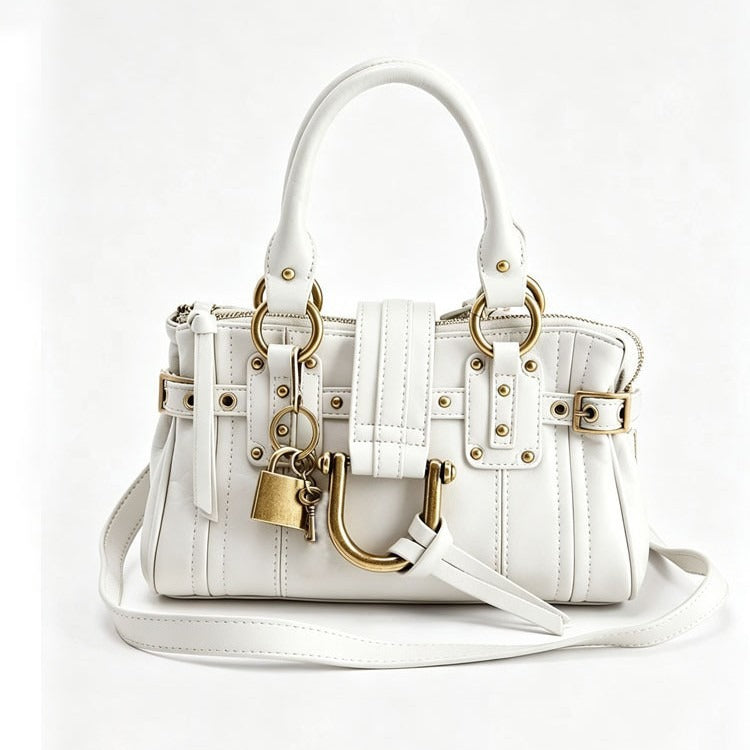 Buckled leather satchel