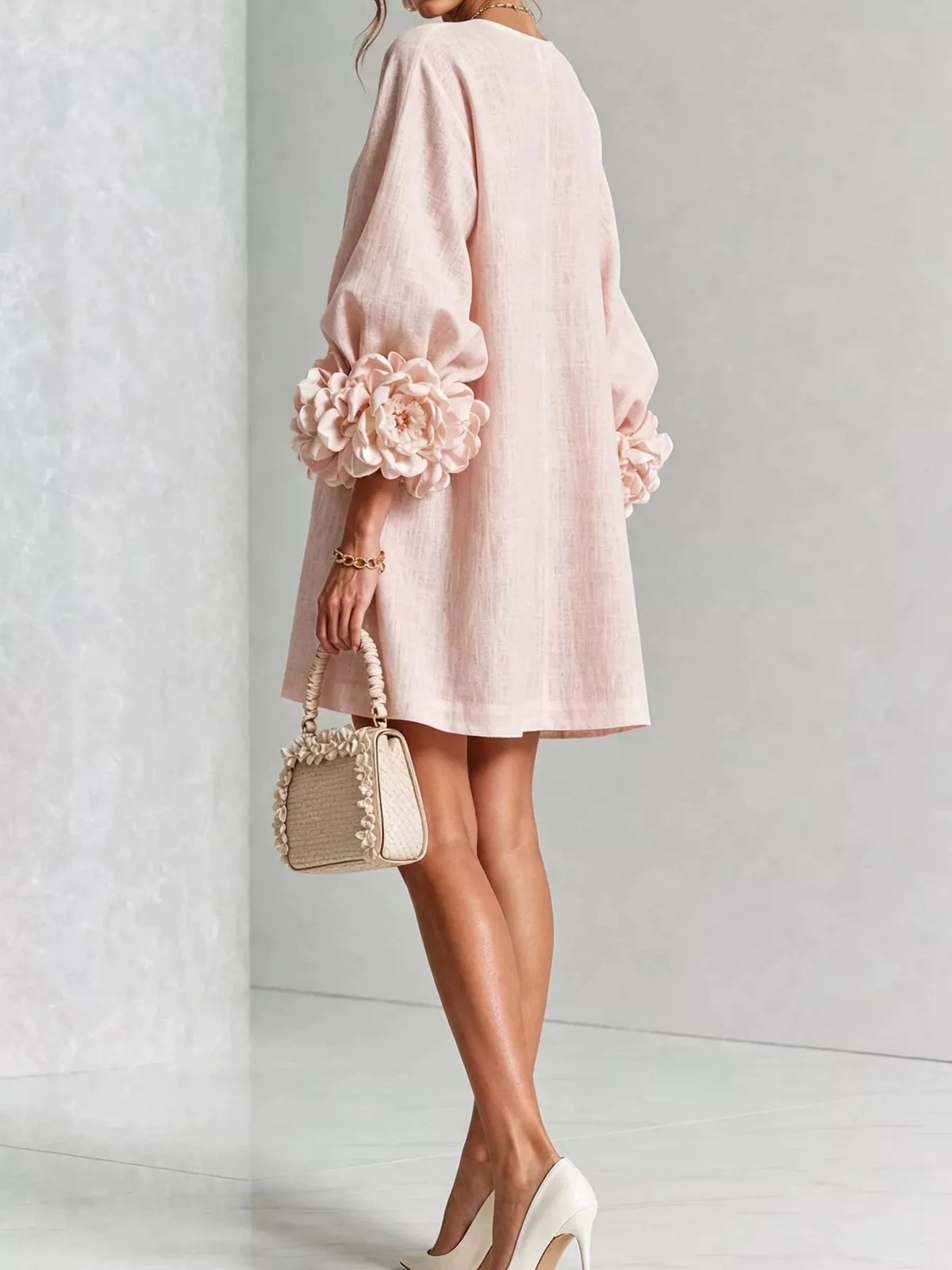 3D floral mini dress