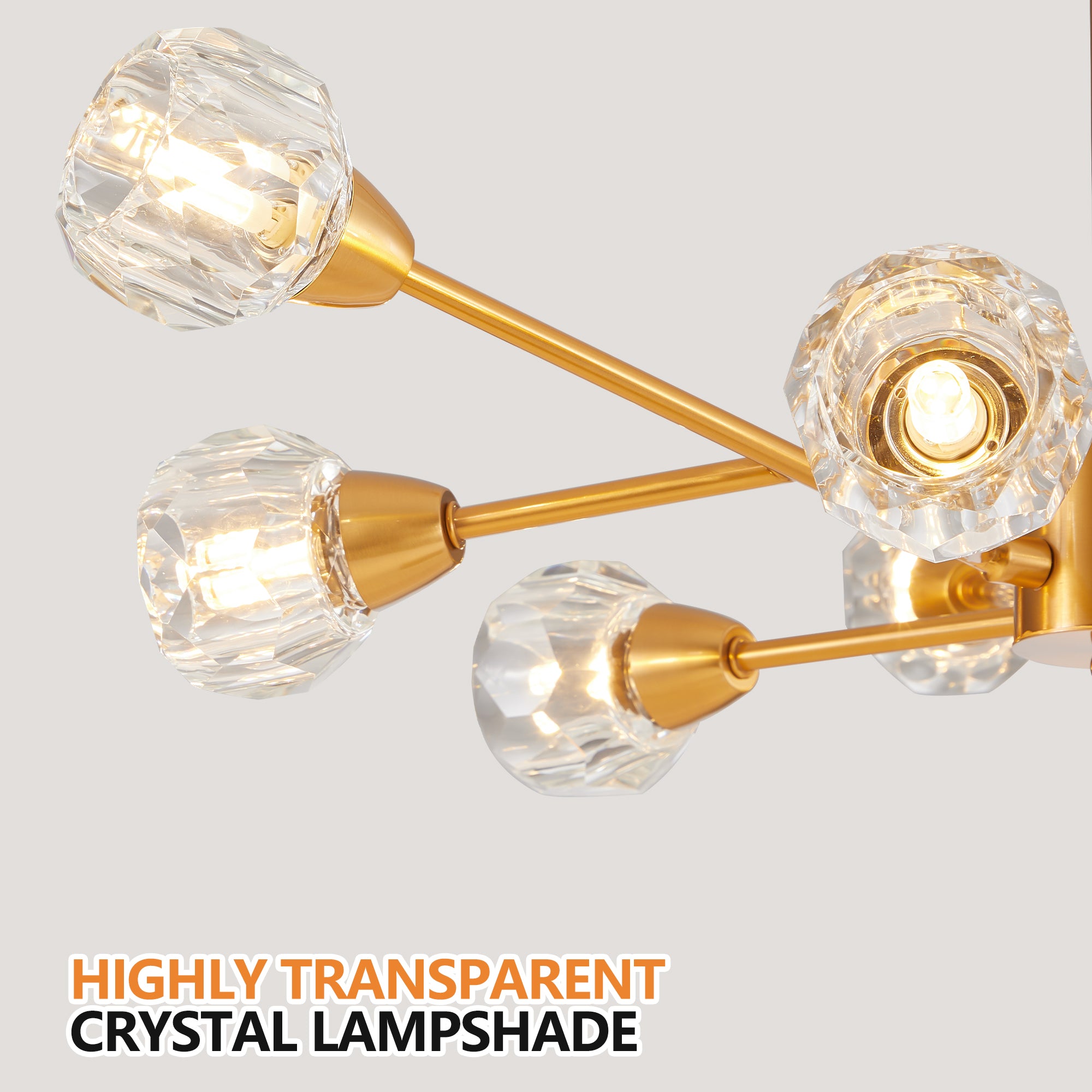 Modern Crystal Chandeliers, 9 Lights Golden Chandelier for Living Room Bedroom (Bulbs Not Included)