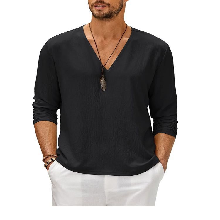 Summer British Style Men's Solid Color Patchwork Pullover