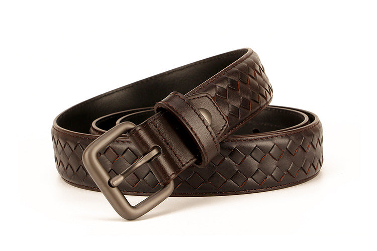 Woven leather belt