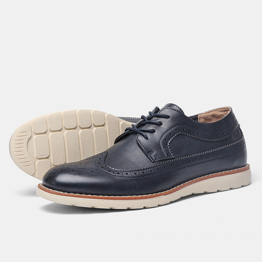 Wingtip brogue shoes, Navy, front