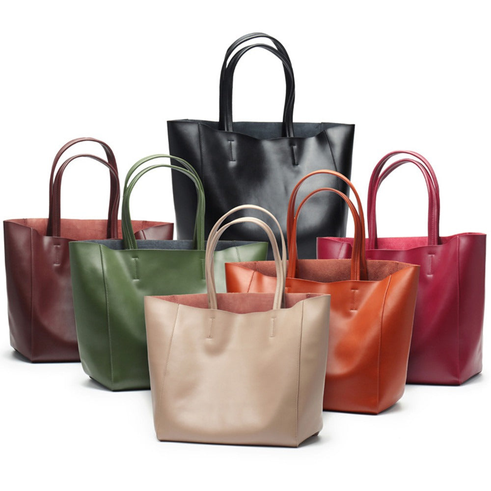 Soft leather shopper tote