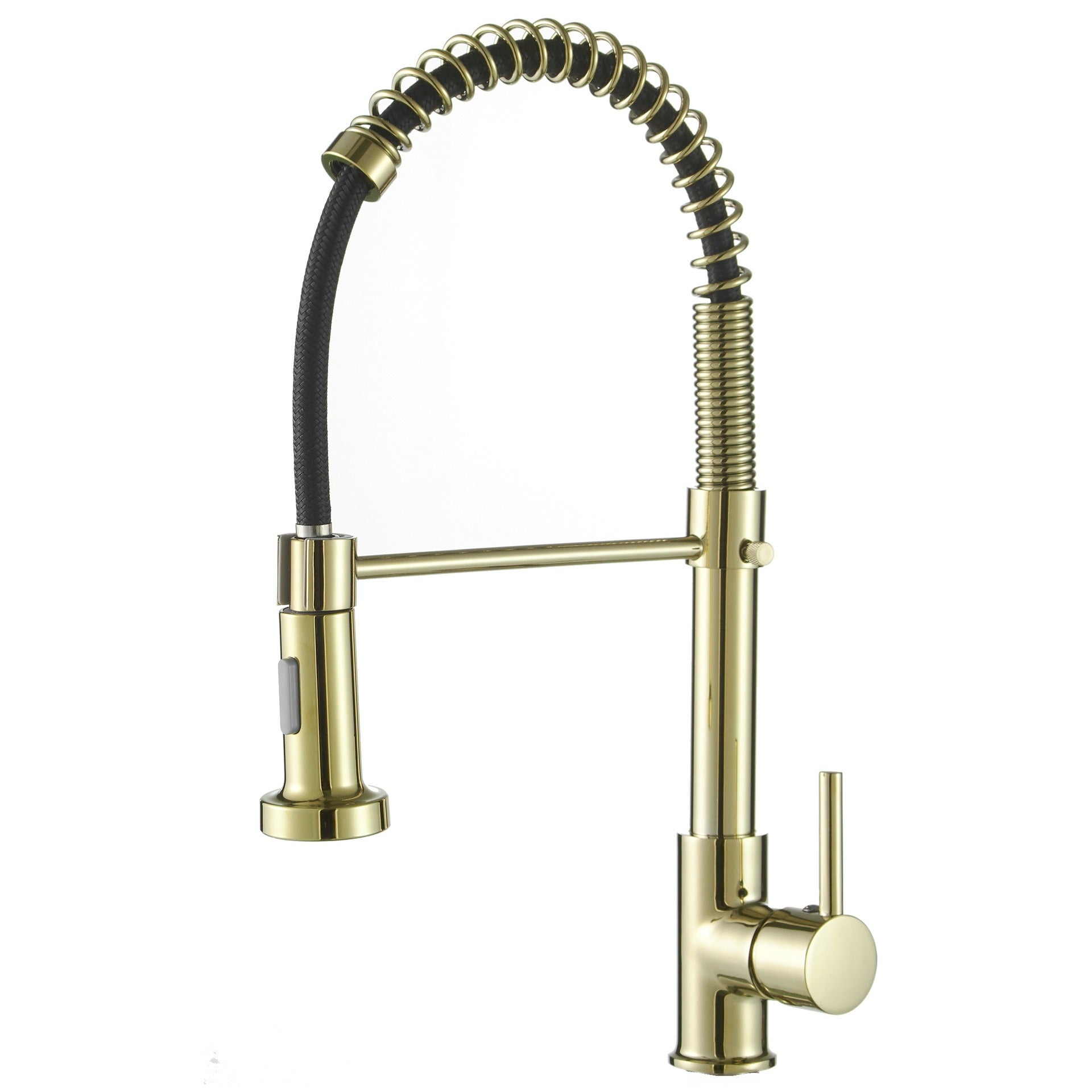 All copper spring faucet, kitchen sink with rotatable pull-out paint, black and gold dots