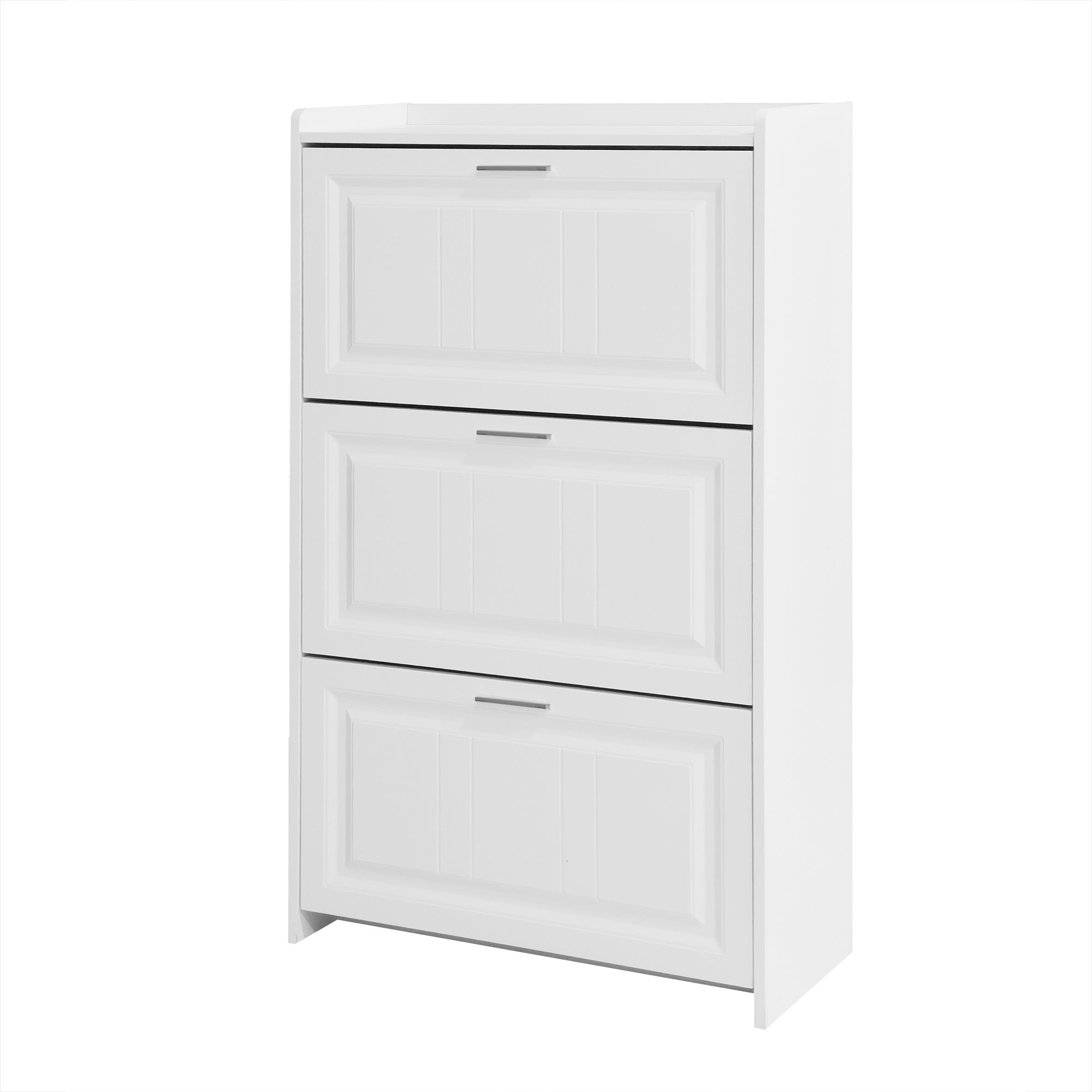 U-Can Shoe Storage Cabinet for Entryway with 3 Flip Drawers, Modern Shoe Organizer Cabinet, Free Standing Shoe Rack White