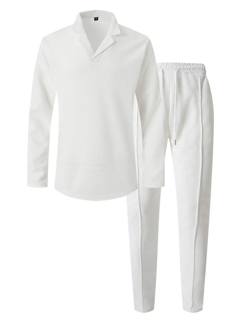 Waffle-knit lounge set – white