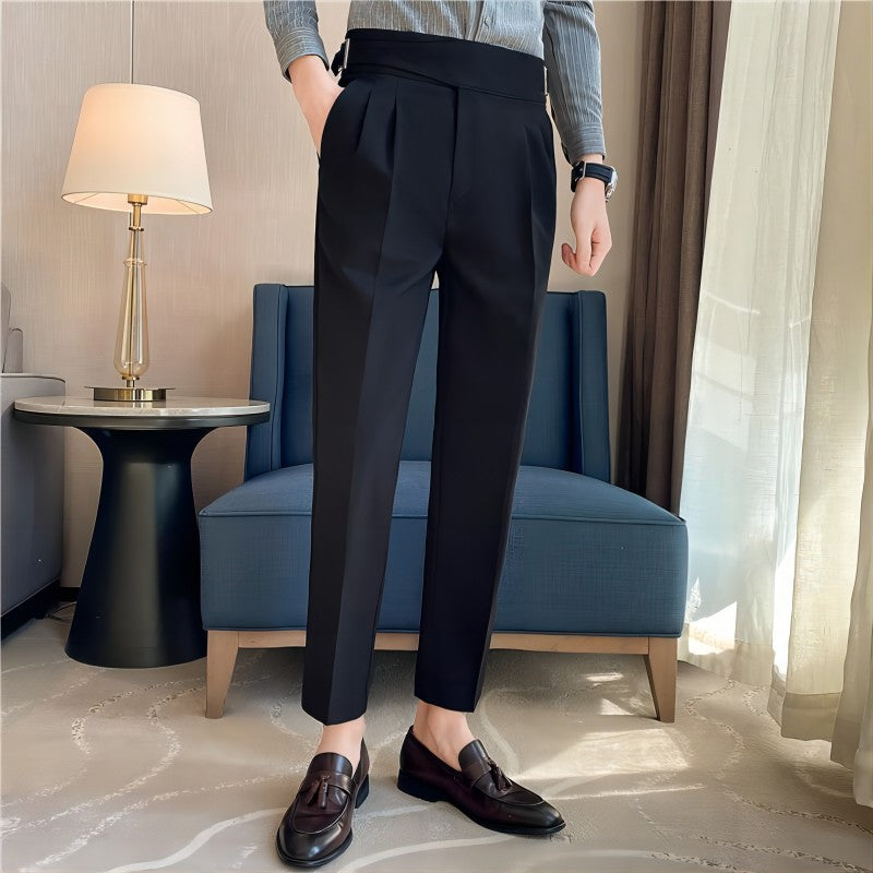 High-waist pleated trousers
