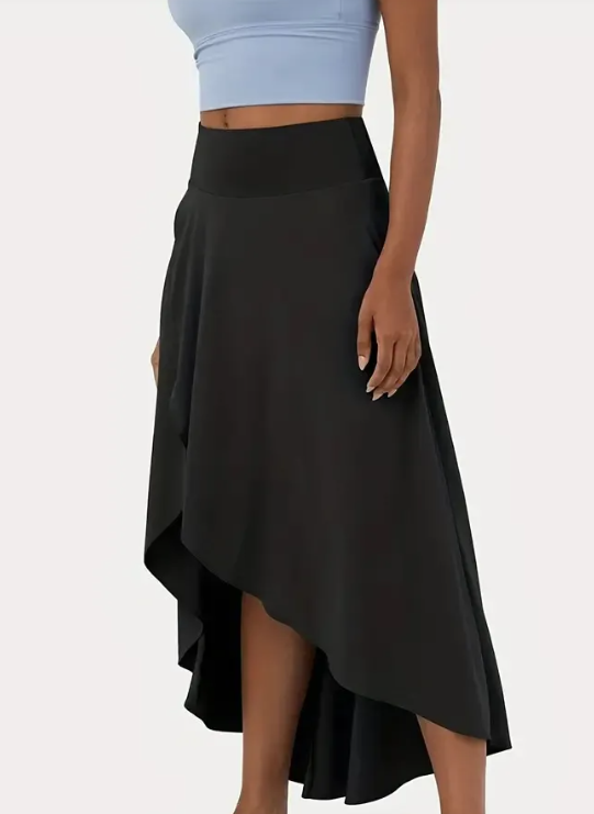 High-low jersey midi skirt