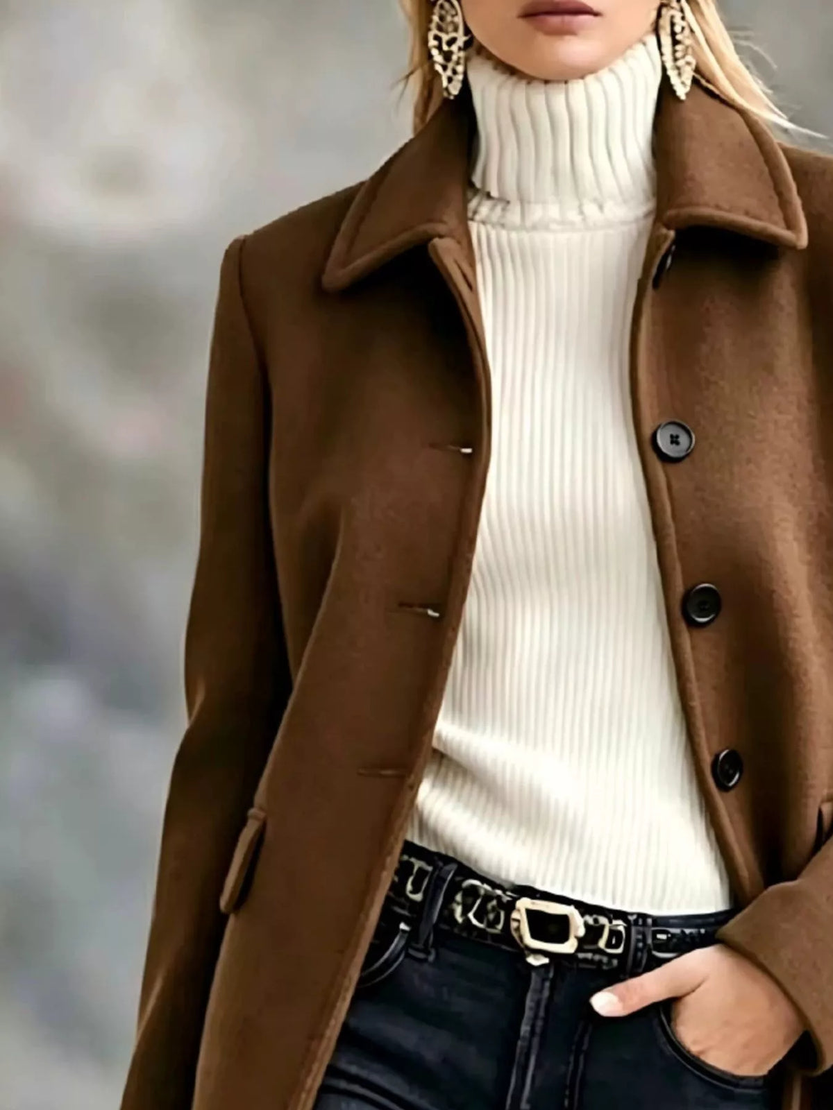 Collared button coat