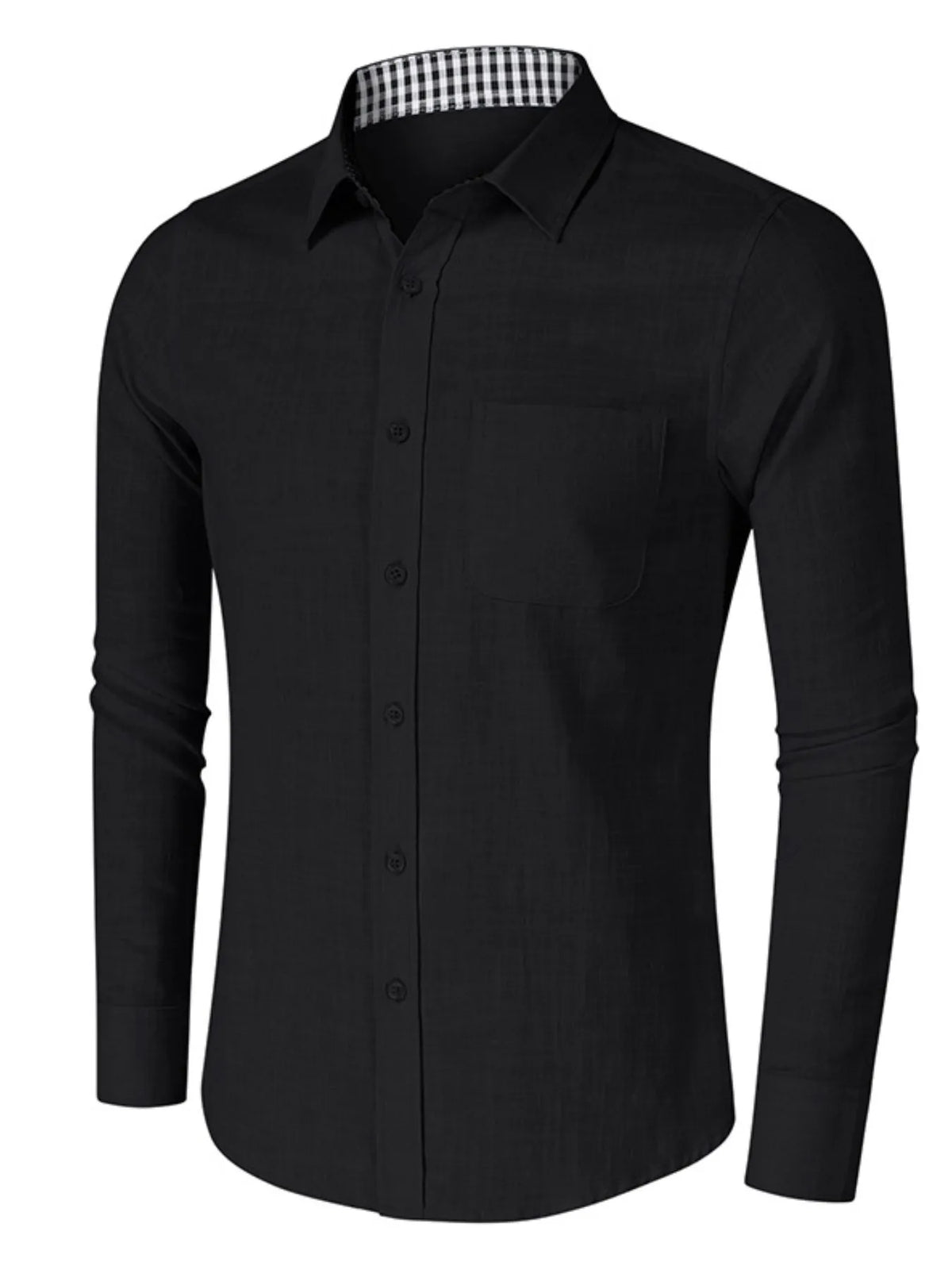 Button-down shirt with gingham contrast