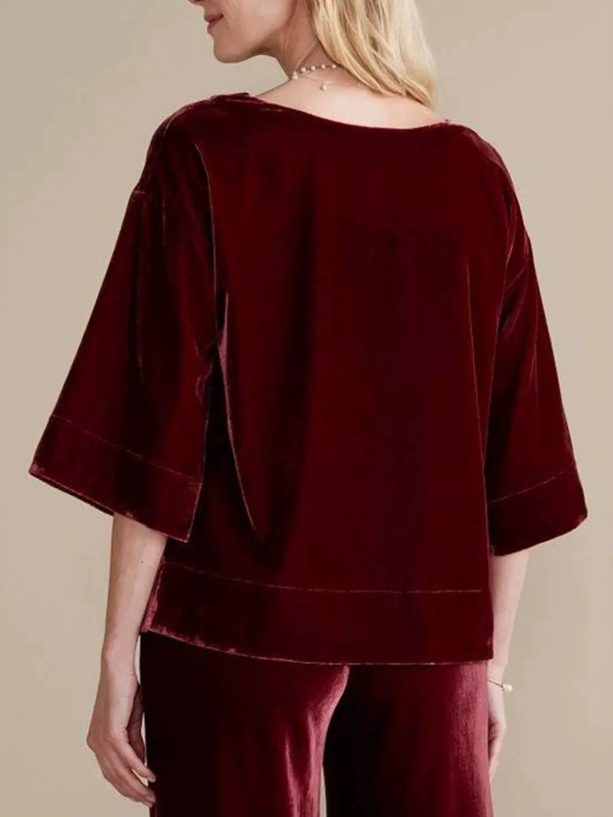 Velvet boat-neck top