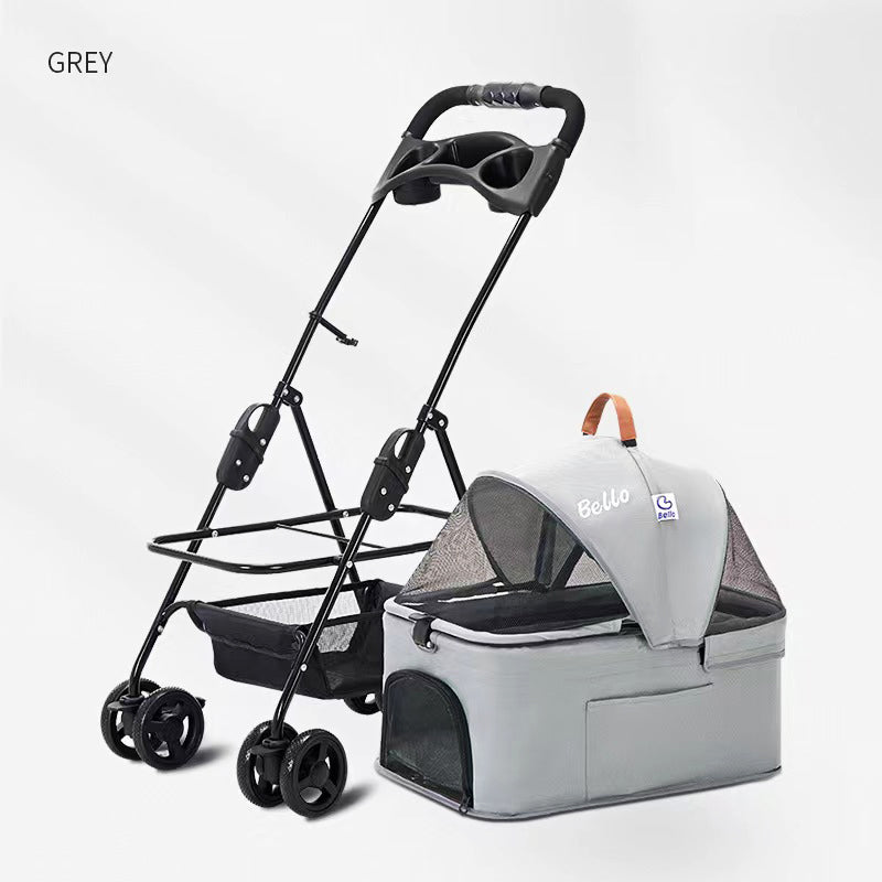 Walk The Dog Pet Stroller Teddy Dog Four Wheel Wan fold To The Stacked Stroller Cats Can Be Separated From The Stroller