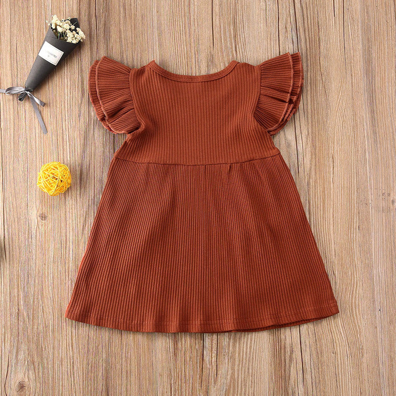 Girls' flutter-sleeve dress