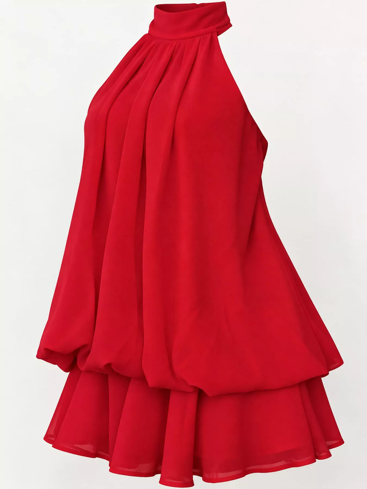Ruched halter mini dress