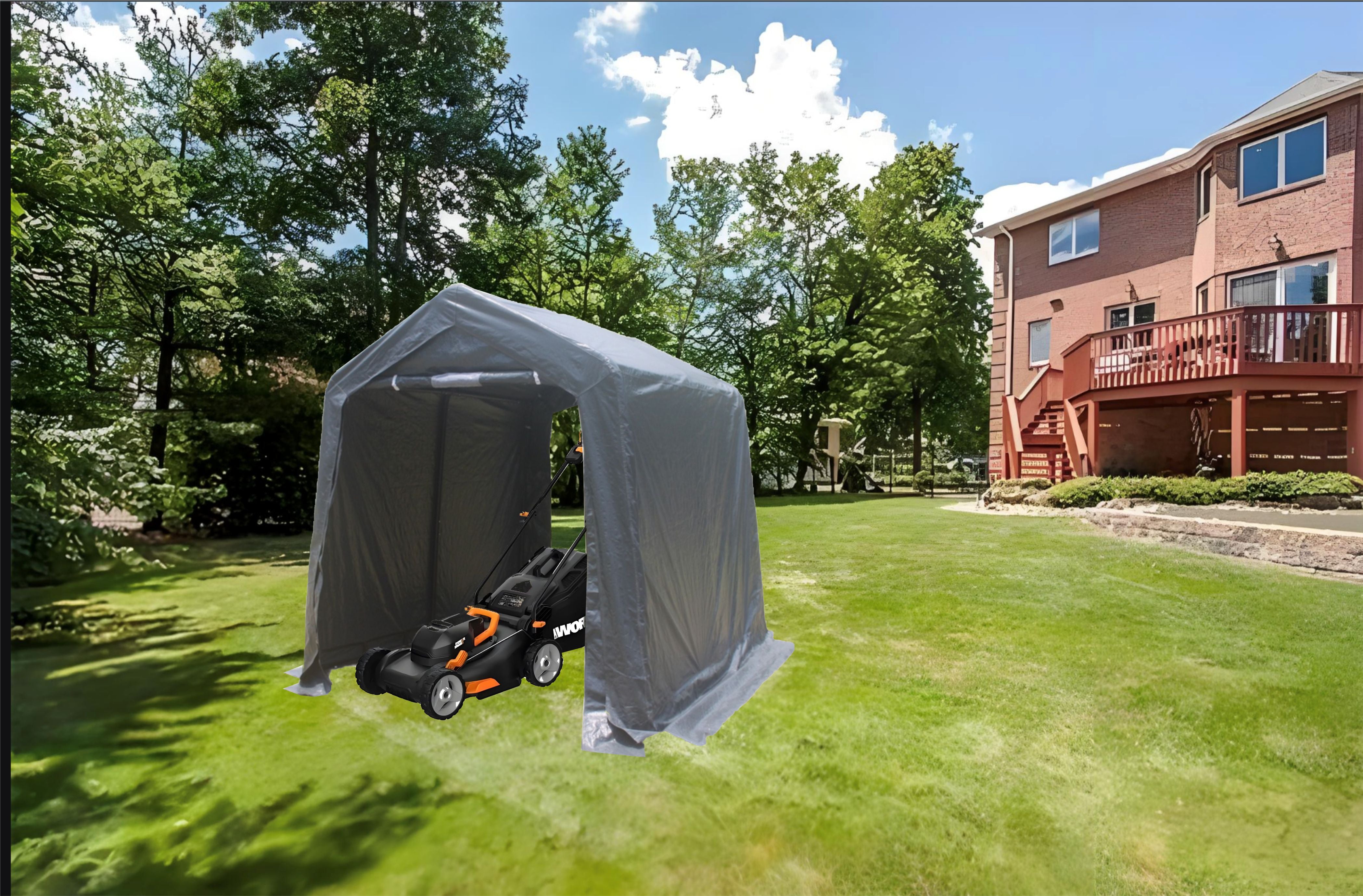 7x8 ft Outdoor Portable Gazebo Storage Shelter Shed with 2 Roll up Zipper Doors & Vents Carport