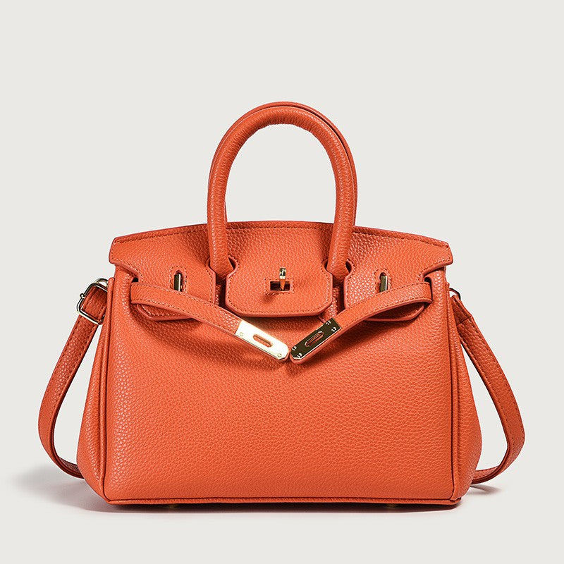 Vegan leather top-handle tote